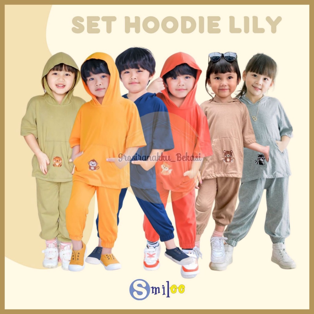 Setelan Anak Smilee Unisex Hoodie Lily Oversize Mix Warna Size 1-5Thn