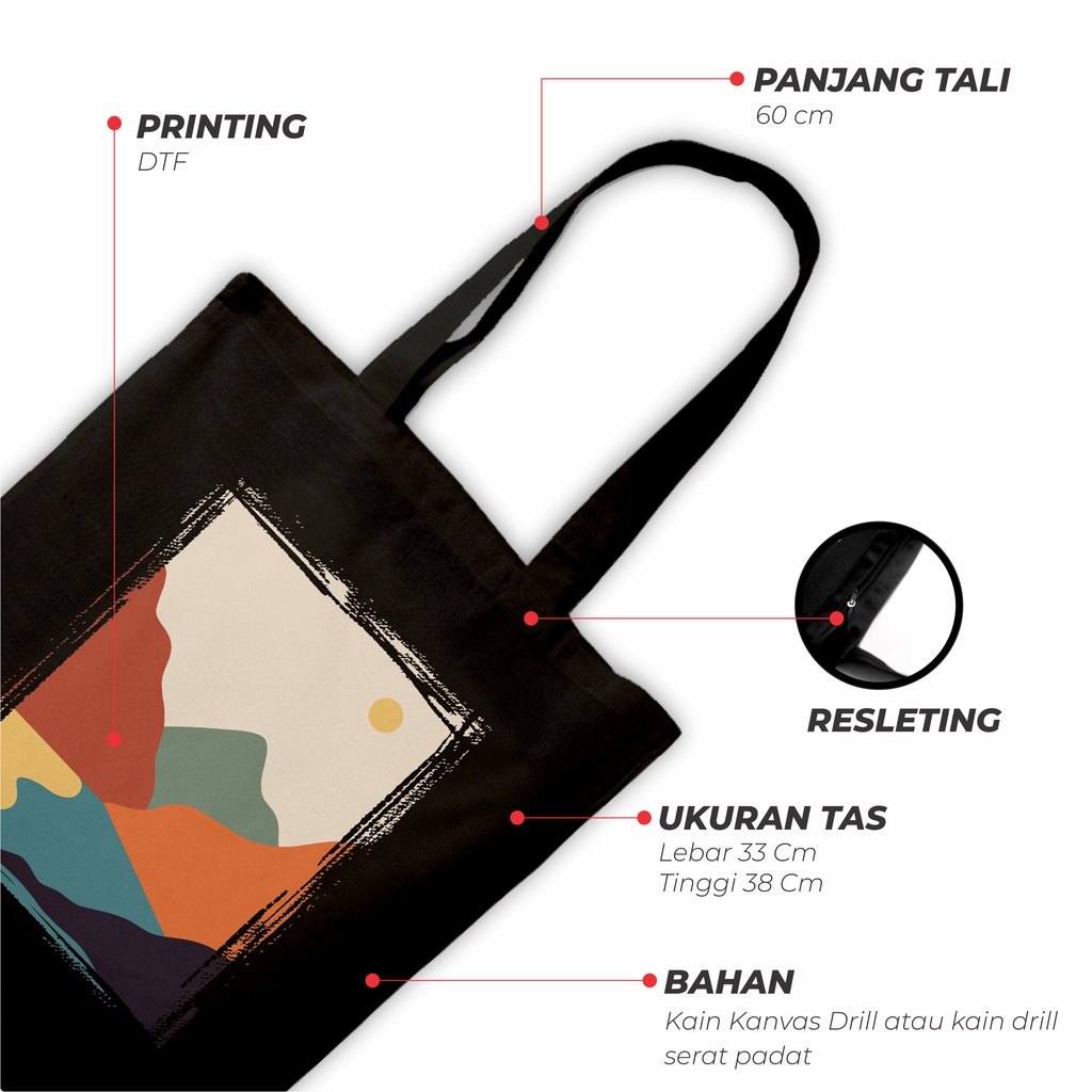 Sevine Tas Wanita Tote Bag Resleting Drill Totebag Laptop Abstrak Girl Watercolour  Black Series - NGK 2