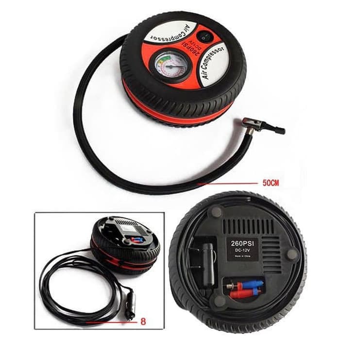 pompa ban mobil model ban poretable 260psi dc12v / air compresor