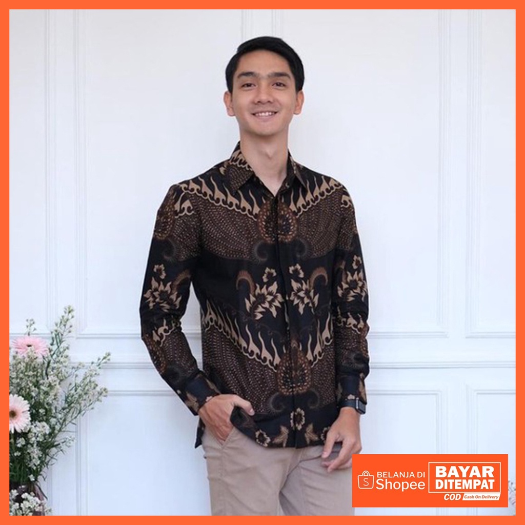 Kemeja Batik lengan Panjang Baju Pria Modern- Manda Rose