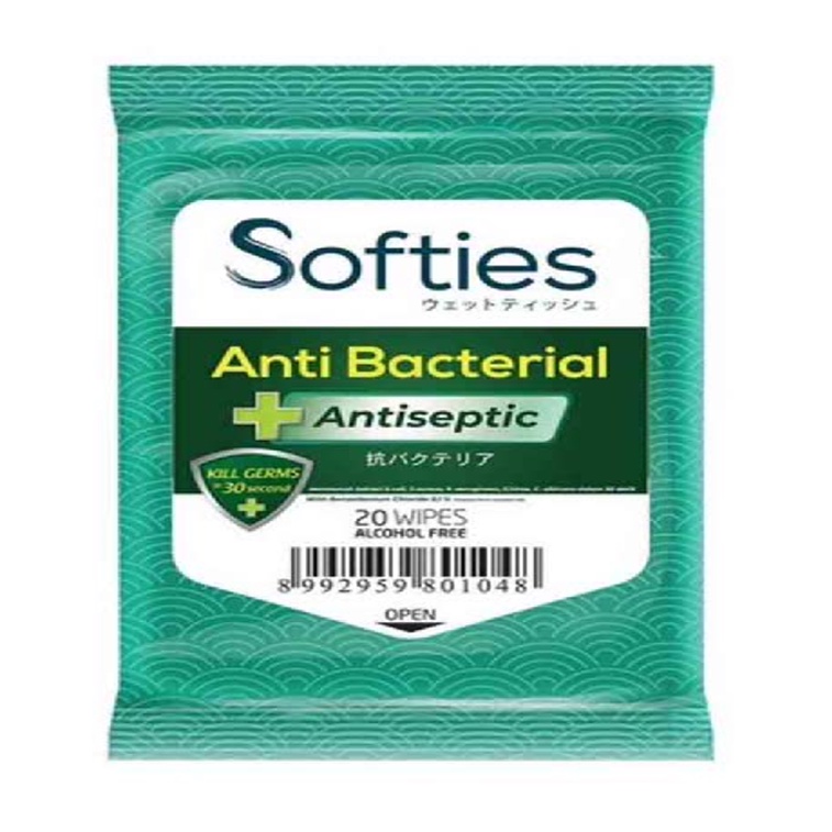 Softies Wet Wipes Antibacterial Antiseptic isi 20