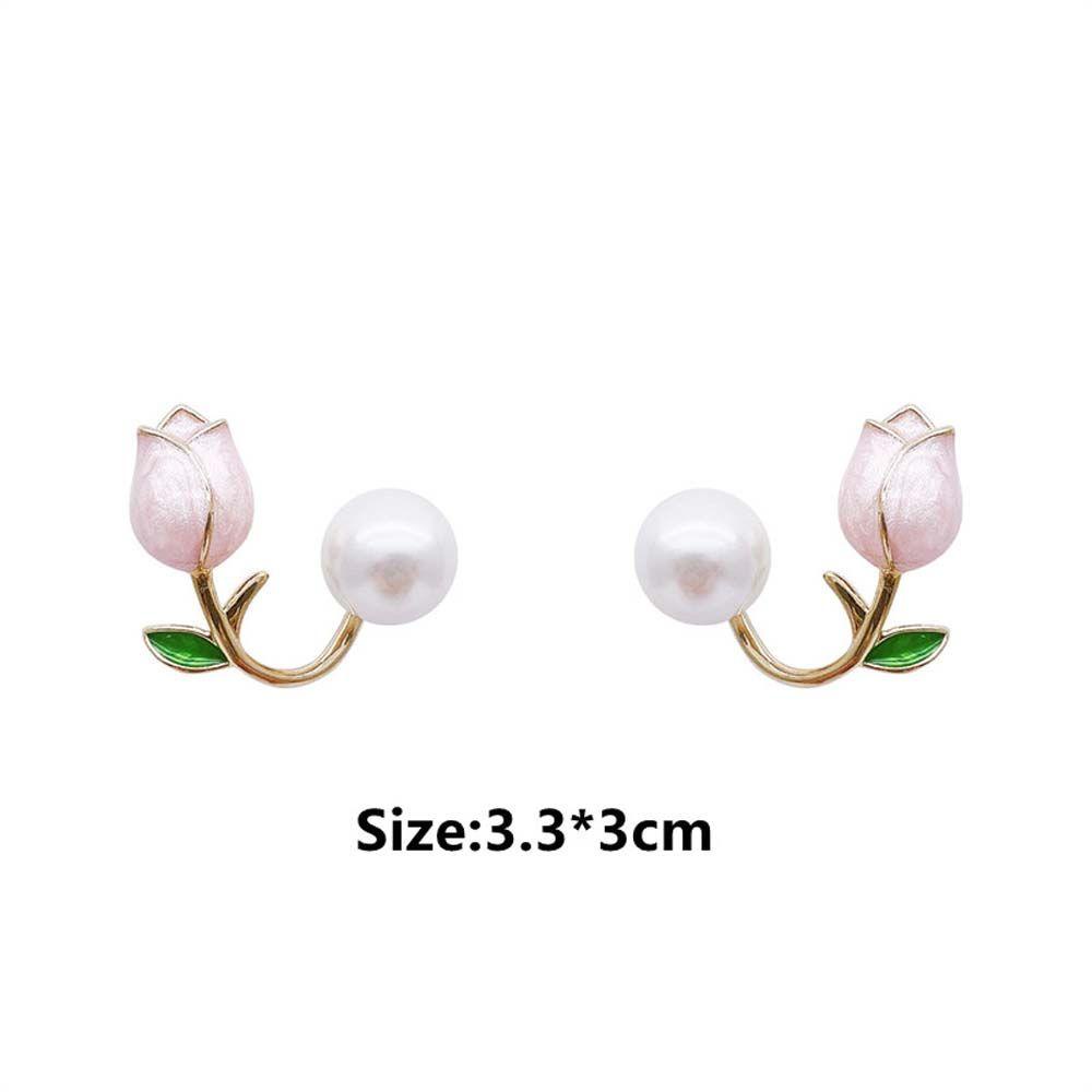 Needway Bunga Ear Studs Elegan Gaya Korea Gadis Hadiah Perhiasan Aksesoris Mutiara Imitasi Wanita Pearl Studs