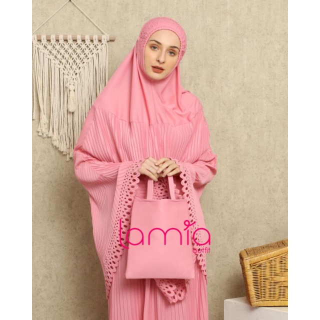 (Original Lamia) Mukena plisket dewasa•outfit original plisket laser ultrasonic