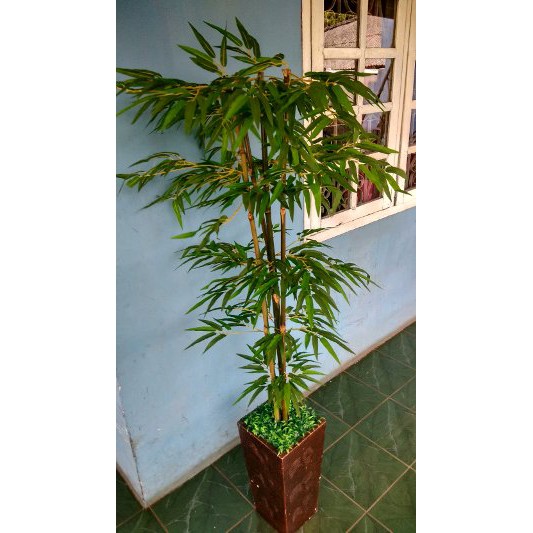 Dijual pohon bambu plastik    daun bambu artificial  hiasan murah Murah
