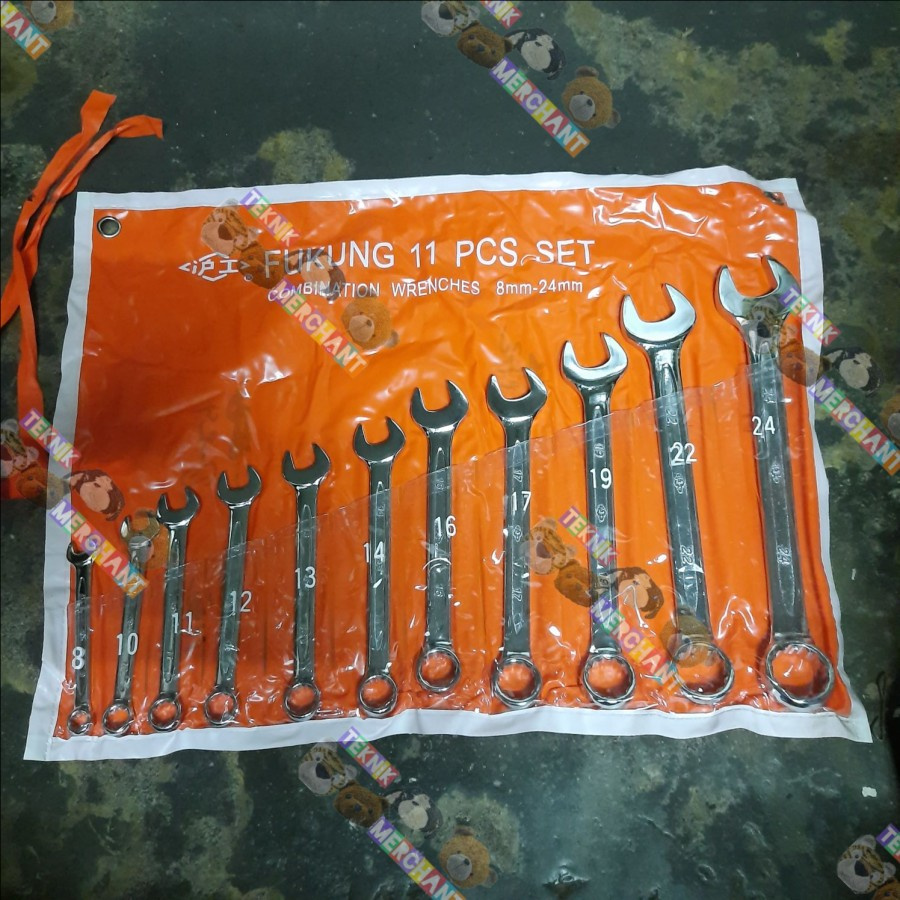 Kunci ring pas set 11pcs 8-24m merk fukung fk 11 pc banci kombinasi