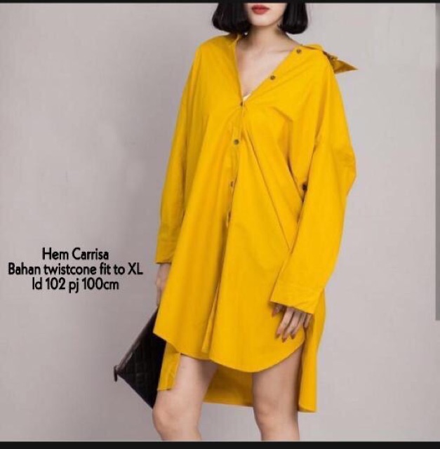 Des hem carissa / kemeja wanita terbaru / Long hem kekinian / kemeja tunik murah