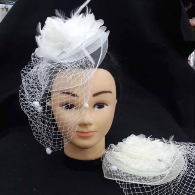 Headpiece Jala Totol-Jepit Jala Fascinator Pesta