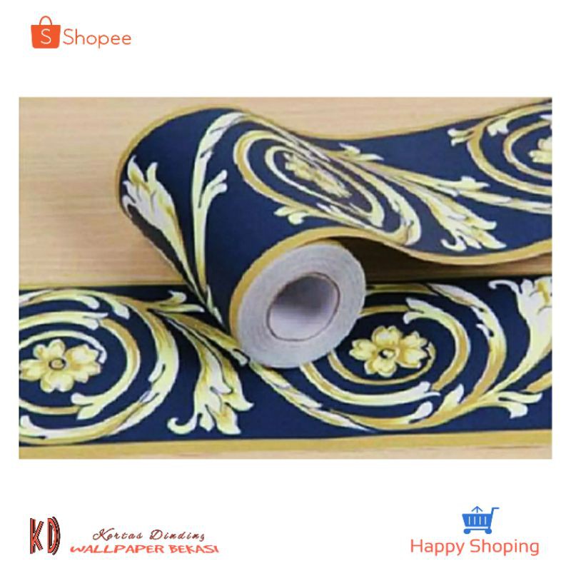 KD | Border List Biru Gold | Wallpaper Sticker