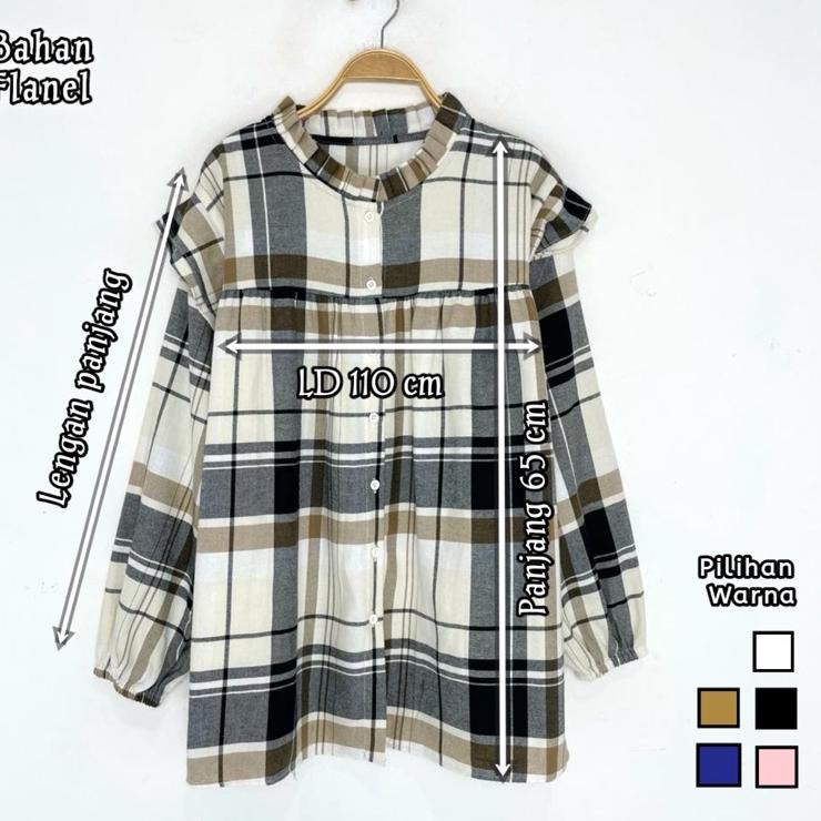 ♬ KEMEJA TARTAN / kemeja kotak/ kemeja wanita lengan balon / kemeja kotak /Millbon Flannel Cotton ya