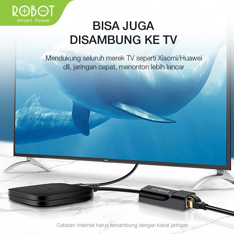 ROBOT EA10 USB Ethernet Adapter USB 2.0 to 10/100 Network RJ45 LAN Black -ORI Garansi Resmi 1 Tahun