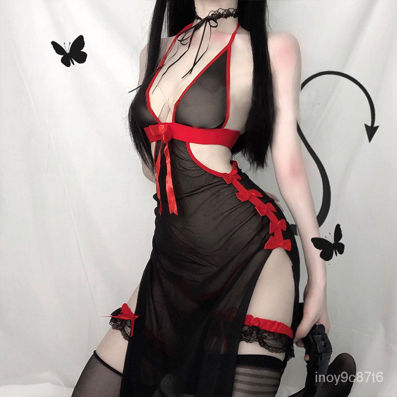 Vintage Vampire Costumes Sexy Backless Long Fancy Dress Womens Devil Cosplay Lingerie Halloween Part