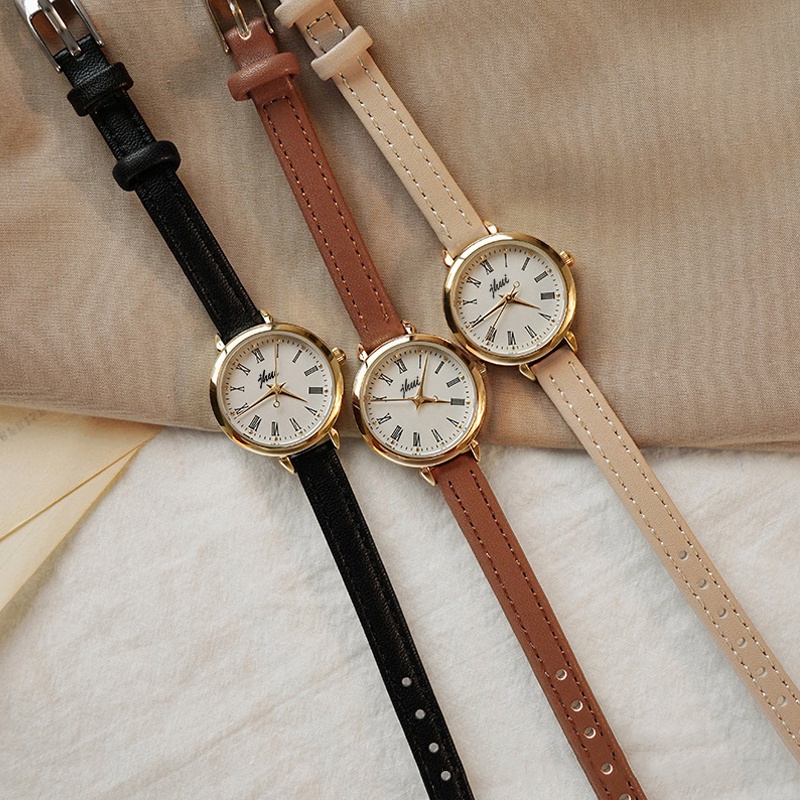 [DGS] Jam Tangan Casual Wanita Analog Kecil Dial Bulat Dengan Strap Pu Leather Korean Fashion