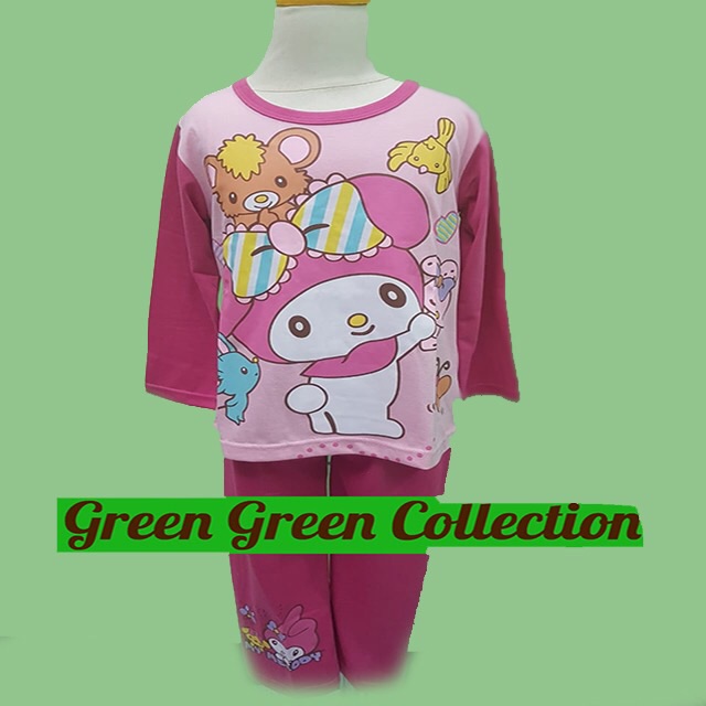 Baju Tidur Piyama Kaos Anak Premium My Melody Pink