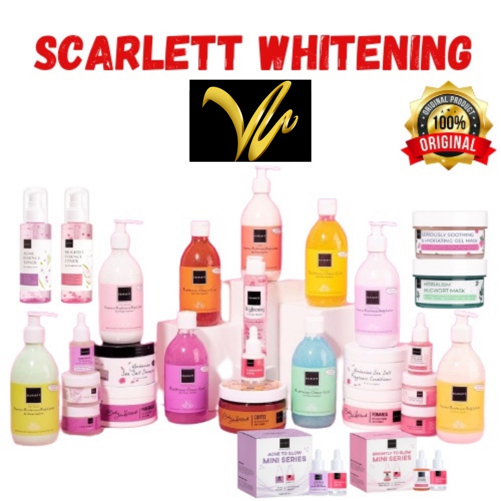 Scarlett Whitening Body Lotion Shower Scrub Body Scrub Face Serum Facial Wash Toner Acne (VICTORIA)