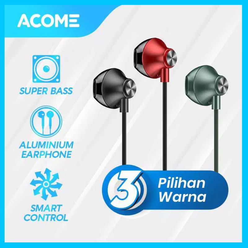 ACOME AW05 Wired Earphone Semi In Ear Headset Super Bass Garansi 1 tahun
