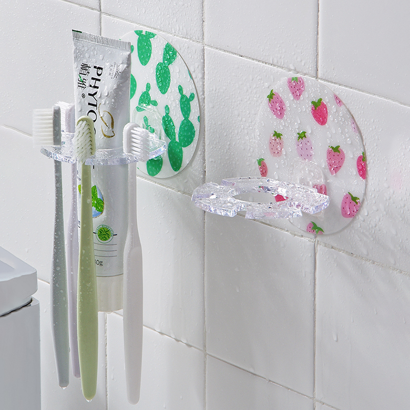 Plastic Toothbrush Toothpaste Disc Multicard Slot Storage Rack Holder/Plastic Wall-mounted Dispenser Shaver Organizer/Self-adhesive Hanging Bathroom Accessories