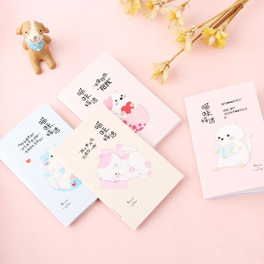 R-flower 4PCS/4buku Saku Mini Notepad Siswa Portable Diary Kartun Notebook