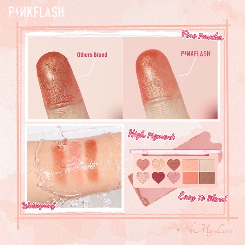 PINKFLASH #OhMyLove Multiple Face Palette Eyeshadow &amp; Blush &amp; Highlighter &amp; Contour 4 in 1 Pink Flash Eye Shadow Pink Flash