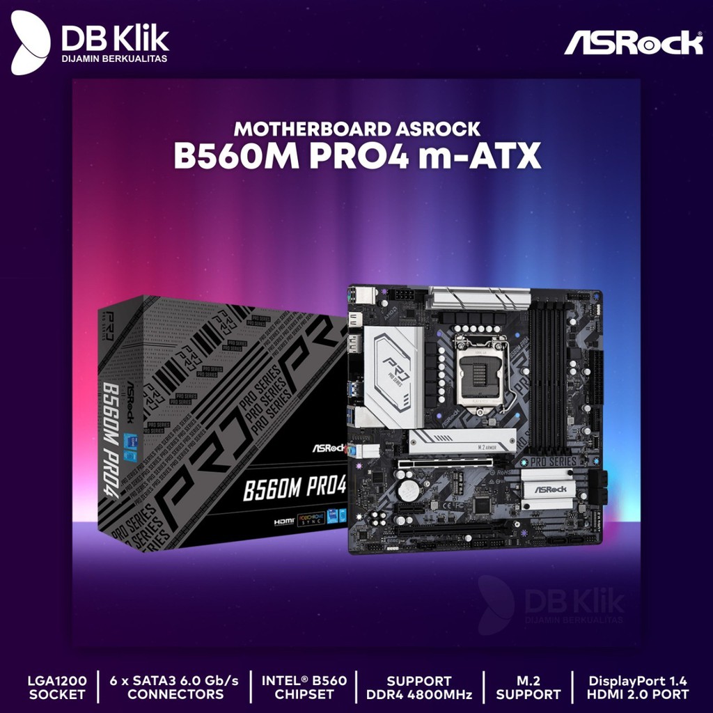 Motherboard ASROCK B560M PRO4 m-ATX LGA1200 HDMI DP- Asrock B560M-PRO4