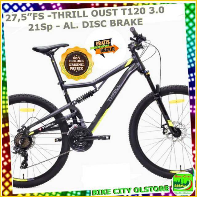 Sepeda gunung mtb27.5 THRILL oust T120  3.0  21sp FULLSUS GRATIS ONGKIR JABODETABEK dikirim StelJadi
