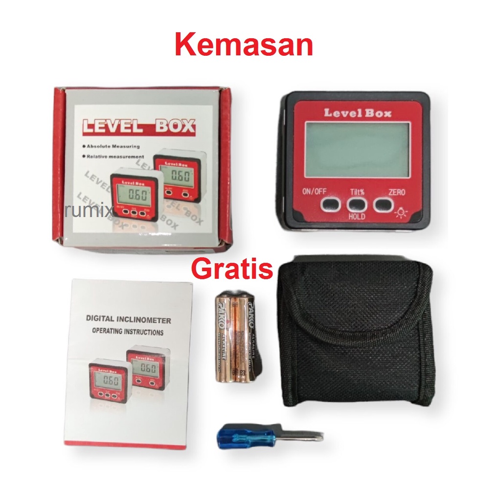 Inclinometer Digital Alat Ukur Sudut Kemiringan Slope Level Box Angle Derajat Protractor Finder Wit Magnet