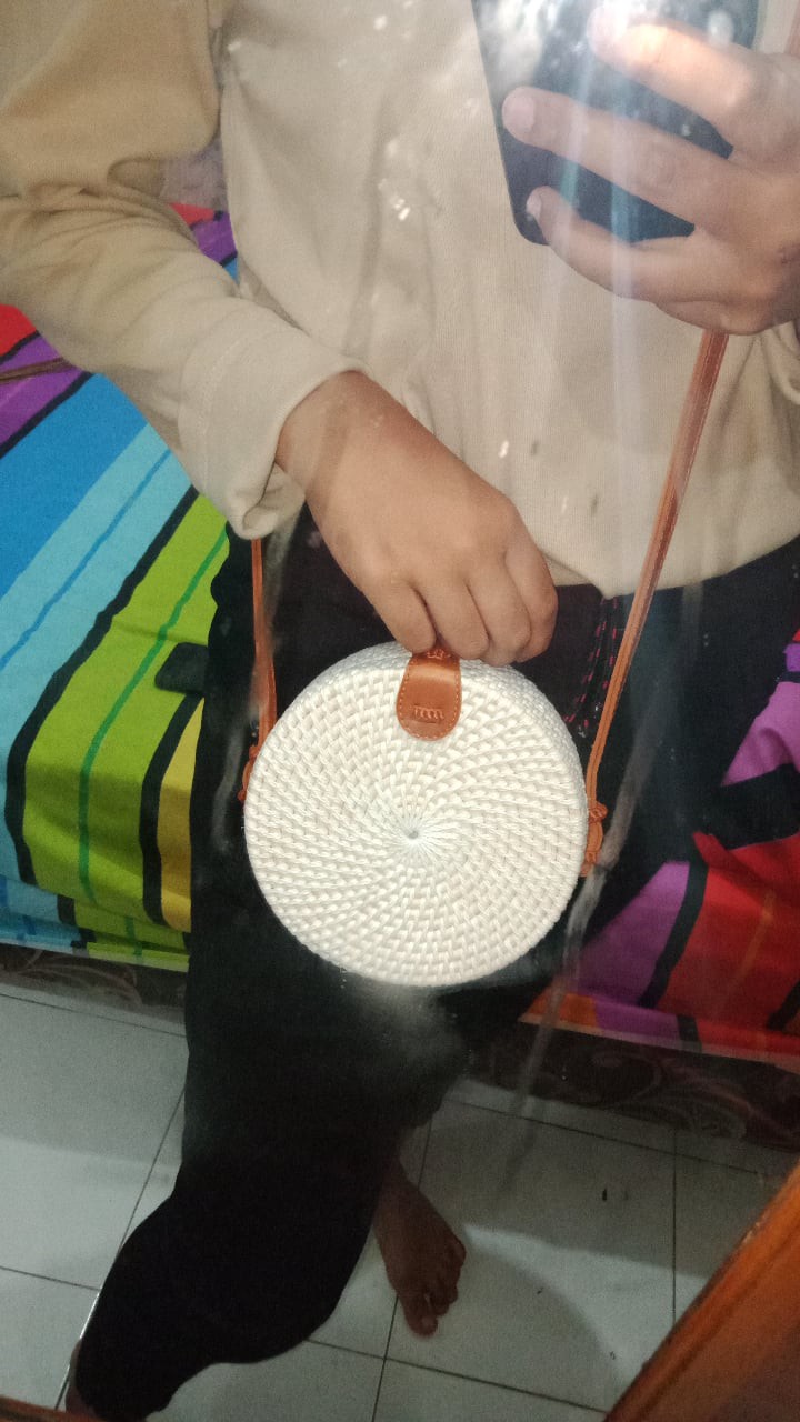 [big Sale] Tas Rotan Bulat Bali Polos Berwarna Ata Murah Diameter 20cm,18cm,15cm