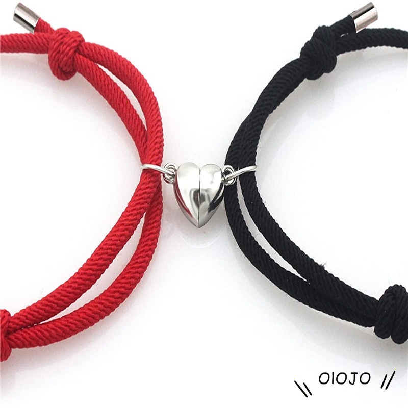 2 Pcs Gelang Cinta Pasangan Tali Kepang Magnetik Gaya Cina Untuk / Pria / Wanita - ol