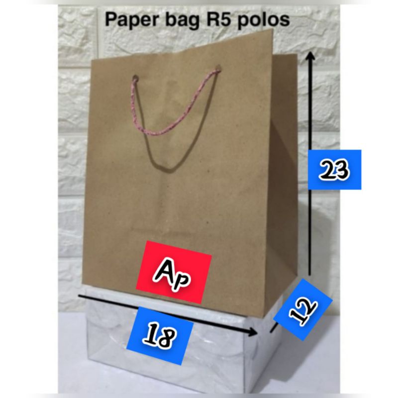

[ 125 gsm ] Paper Bag R5 uk 18 x 12 x 23 cm.