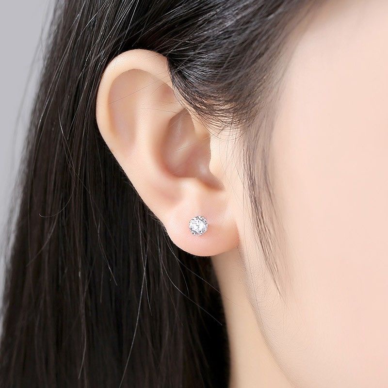 Tersedia 1 Pasang 925 Jarum Perak Enam Cakar Anting-Anting Zirkon Hypoallergenic Telinga Tulang Kuku-5mm