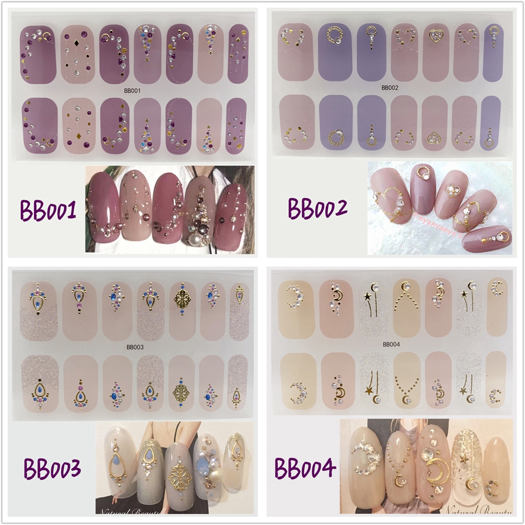 Stiker Kuku 3d Desain Berlian Mutiara Permata Warna-Warni Untuk Manicure Bb001-018