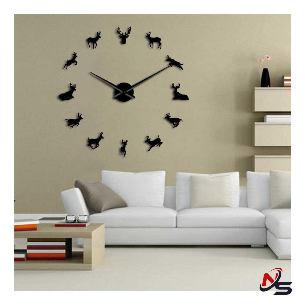 Nadine Shop Jam Dinding Besar Diy Giant Wall Clock 120cm Deer Diy 220 Shopee Indonesia