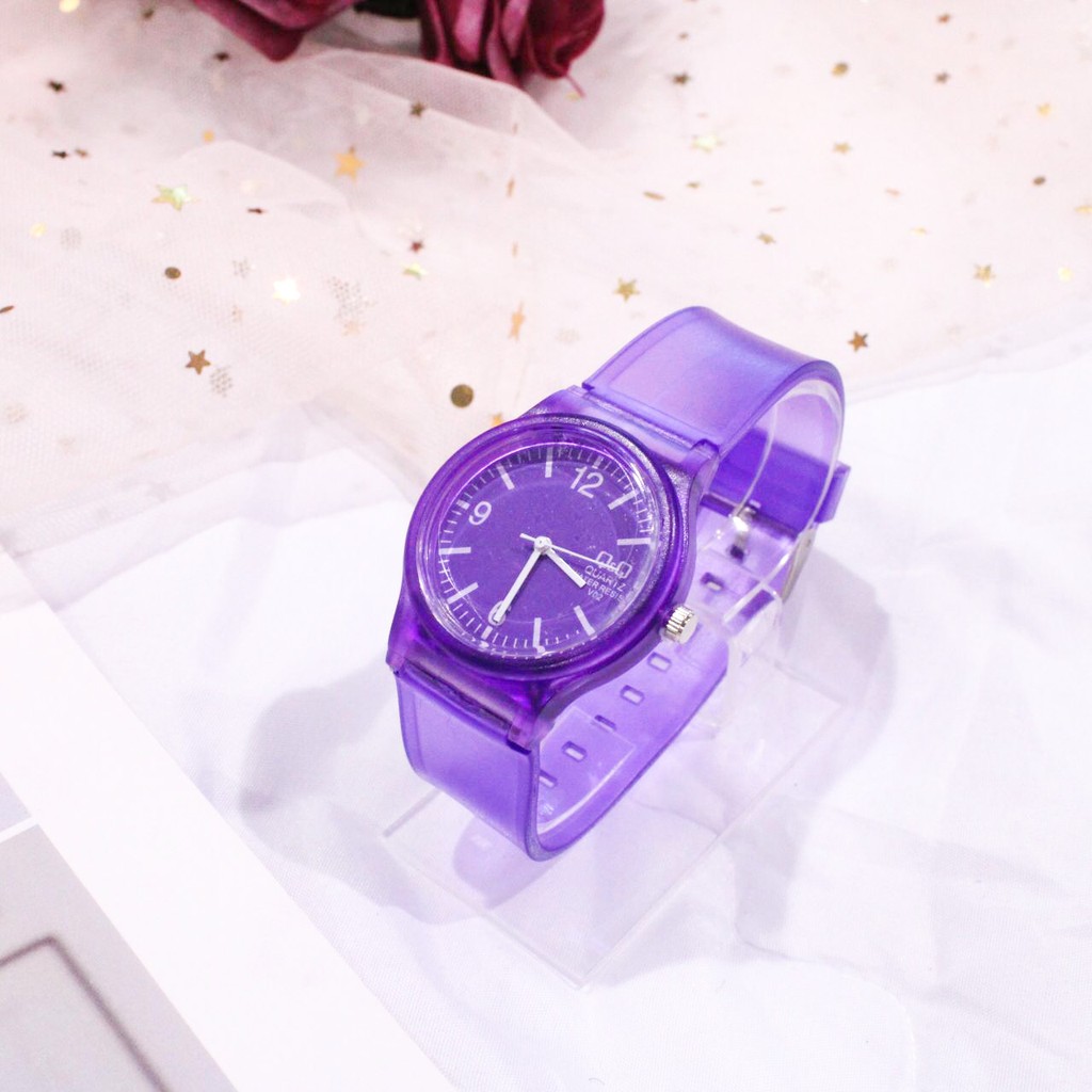 FYGALERY J142 Jam Tangan Transparan Wanita Jam Jelly Unisex Bahan Karet-Ungu