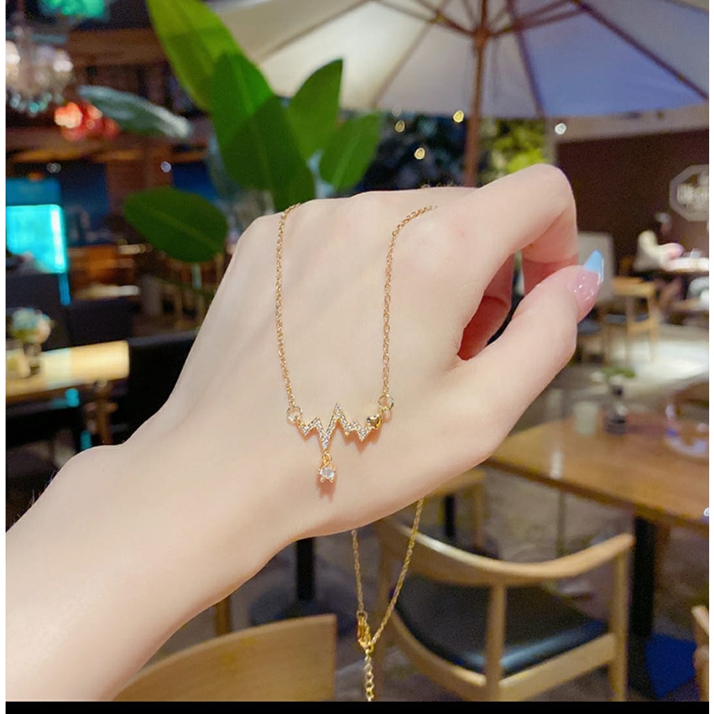 [ Bayar Ditempat ] Kalung Wanita Titanium Rose Gold Anti Karat  Zircon / Accesories Wanita Kalung Korean Style / Kalung Aesthetic / COD