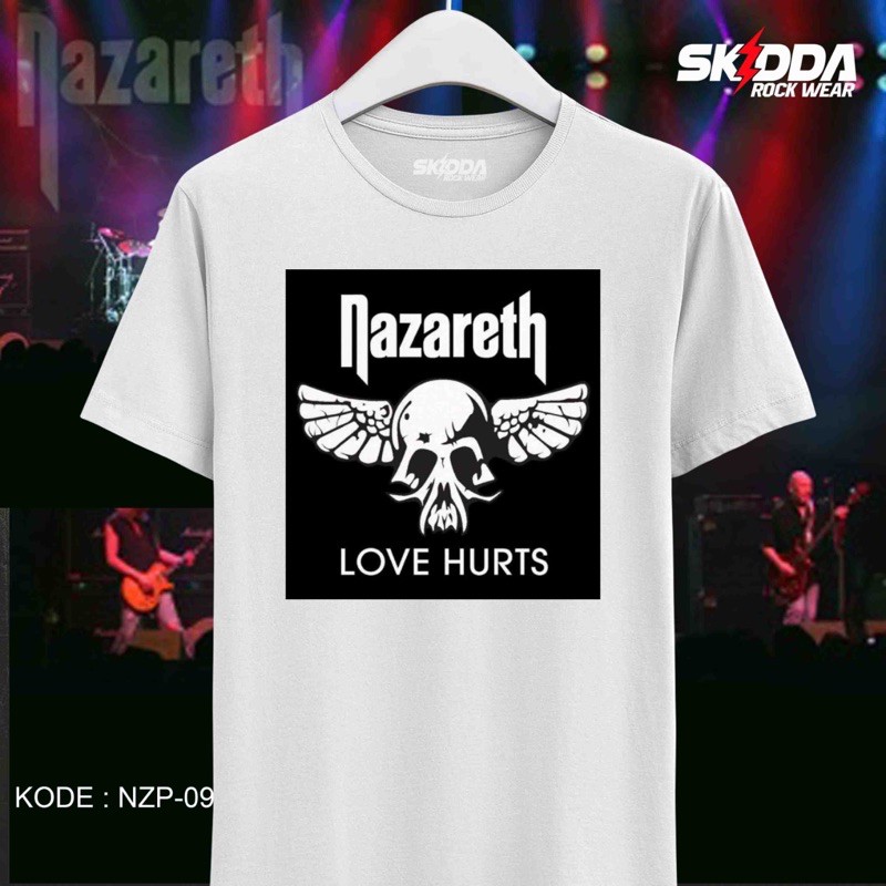 T Shirt Kaos Band Rock NAZARETH - Love Hurt - Premium White NSA