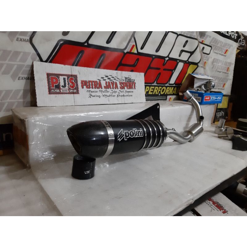 knalpot vespa matic polini evo 4T karbon kevlar full system pnp