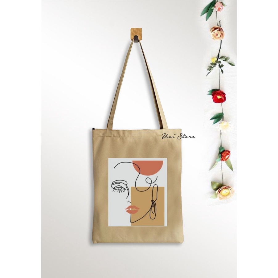 (PAKE RESLETING) Tote Bag Wanita Aesthetic Terbaru varian warna ( Toko Uci )