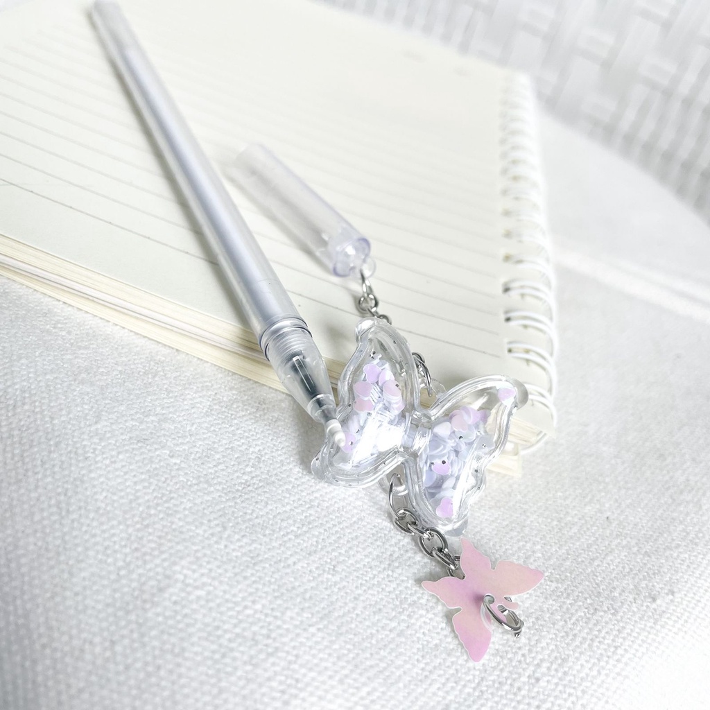 PULPEN GANTUNGAN KUPU KUPU GLITTER MANIK BOLPEN GANTUNGAN LUCU IMUT KADO UNIK COD-2