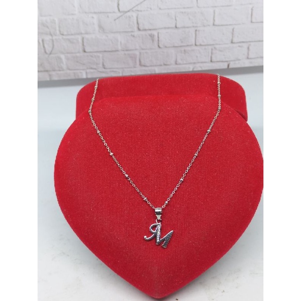 KALUNG PERAK WANITA ASLI SILVER 925 KALUNG RANTAI JEDAR + LIONTIN HURUF/ KALUNG PERAK ASLI SILVER 925 LAPIS EMAS/KALUNG FASHION WANITA TERBARU