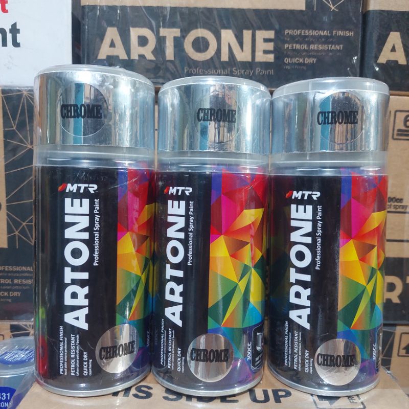 Pilok Pilok Cat Semprot MTR ARTONE Chrome Crome Krum Krom 300cc Ukuran Besar Tahan Bensin Semprotan Bisa diputar Miring dan Lurus ( Horizontal dan Vertical)