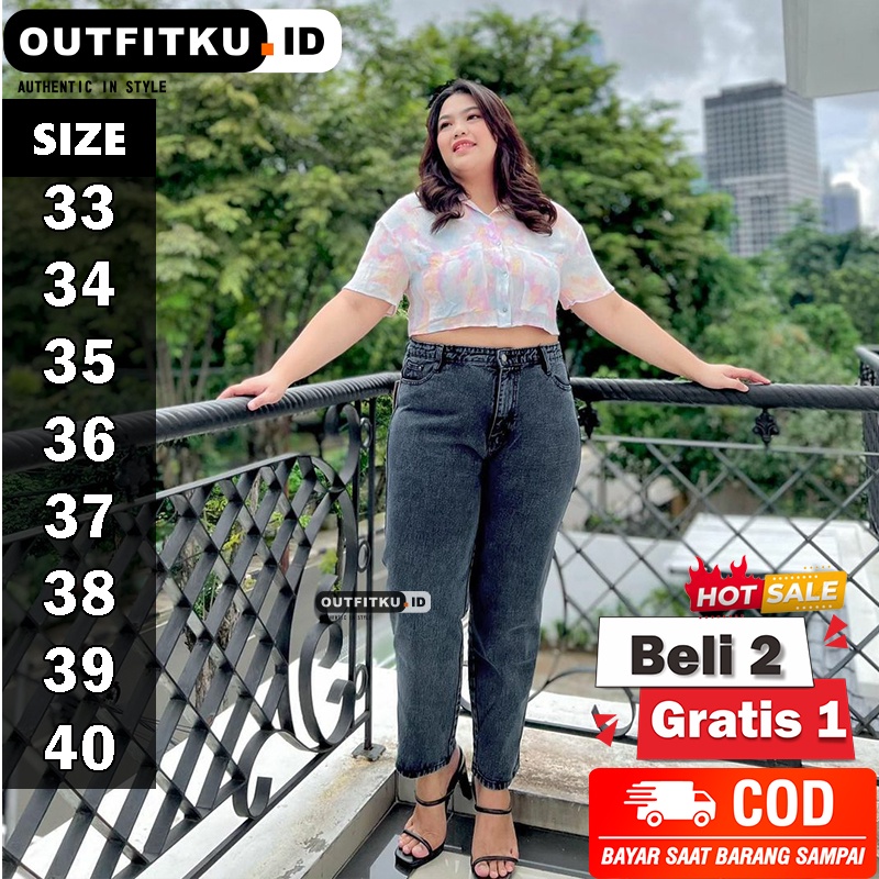 CELANA BOYFRIEND WANITA / CELANA JEANS WANITA NO. 31 - 40 BB 45 - 110 KG / BAGGY JEANS WANITA JUMBO