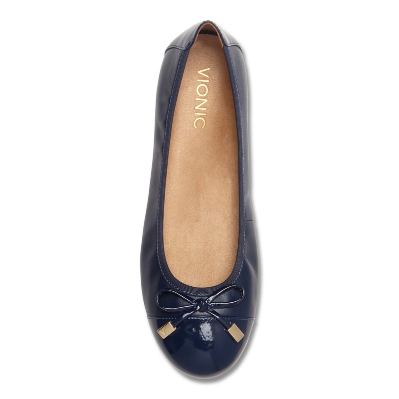 Vionic Minna Navy Ballerina Shoes Wanita