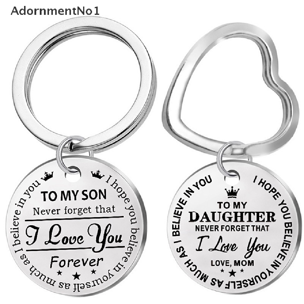 (AdornmentNo1) Gantungan Kunci Motif Ukir Tulisan To My Son Daughter Forever Love Mom Bahan Stainless Steel