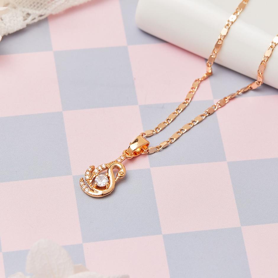 Q78W Y345 【】 Kalung Wanita Korea Panjang Kalung Batu Permata Lapis Emas Wanita Liontin Kalung Emas P