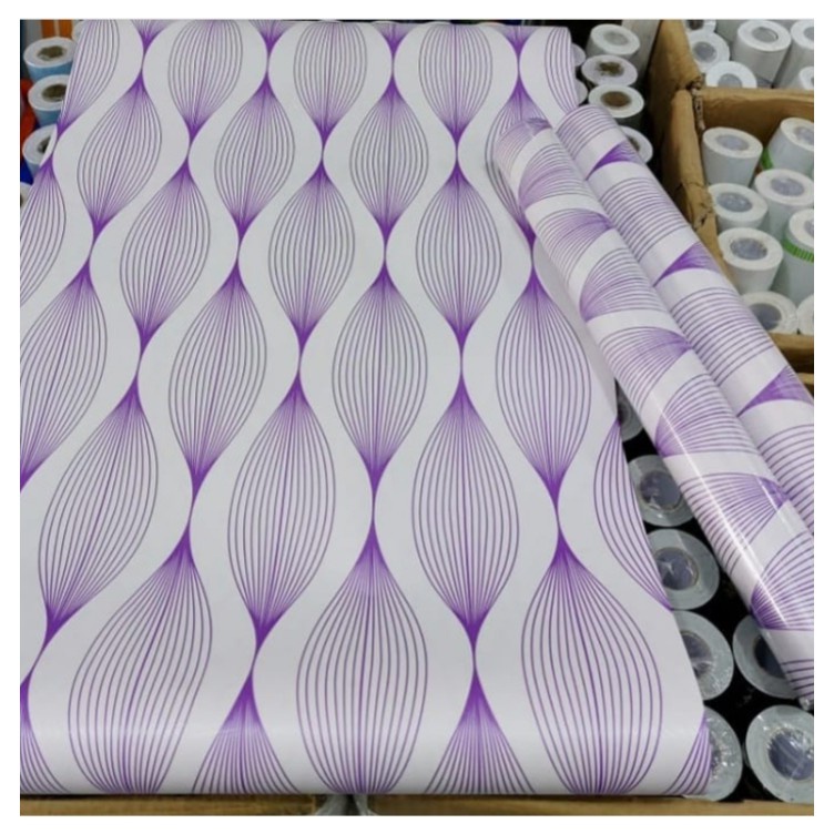 Wallpaper Dinding Murah / Wallpaper Sticker Motif Wave Klasik Ungu Murah 45cm x 9-10m