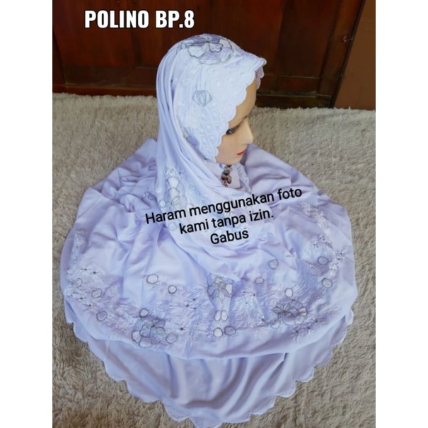 Mukena Polino Bordir Putih Lajuran
