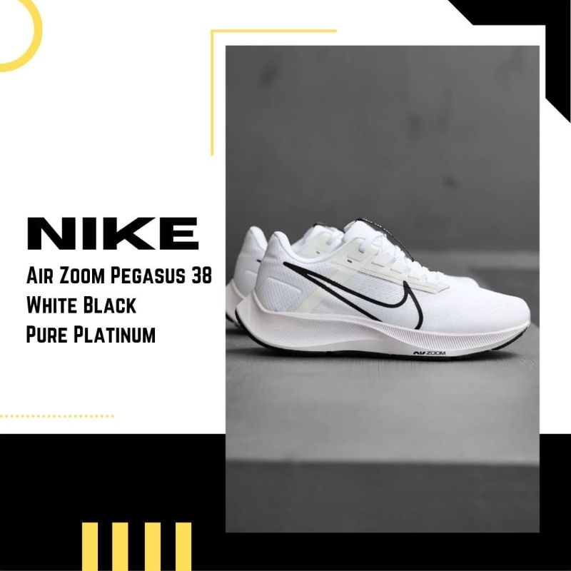 Sepatu Sneaker Nike Air Zoom Pegasus 38 White/Black-Pure Platinum