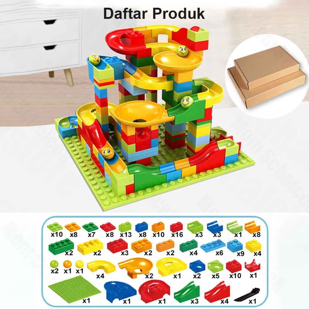 Halo Baby 168pcs Mainan Building Brick DIY Small Funny Blocks Marble Race Run Maze/ Block Balok Susun