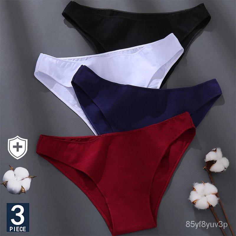 Finetoo 3pcs/set Women's Underwear Cotton Panty Sexy Panties