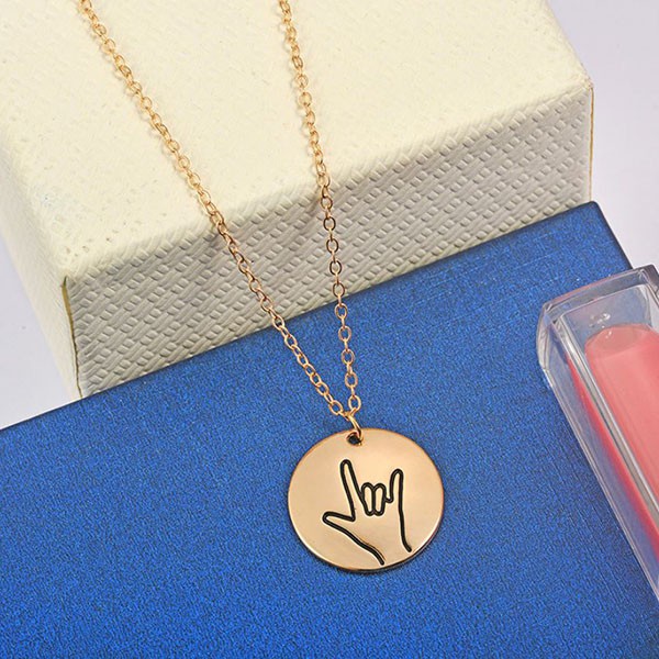 kalung fashion sign language round necklace jka203 (3E4)