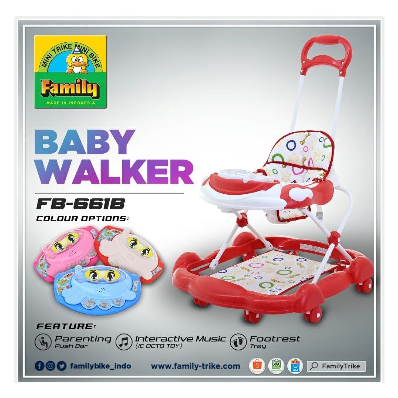 Baby Walker Family FB 661B Kereta Dorong Alat Belajar Jalan Bayi Merk Family